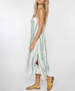 Cheapest ⌛ O'Neill Vanilla & Green Stripe Racerback Miranda Midi 👗 Dress - Juniors 😍 -O'Neill Sales zu109092967 alt 4 tm1664890648