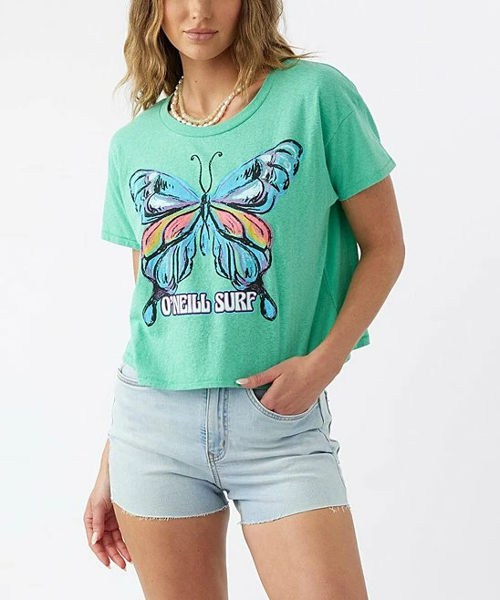 Wholesale โญ O'Neill Kelly Green Butterfly 'Surf' Fly By Logo Crewneck Tee - Juniors ๐ 4 Wholesale โญ O'Neill Kelly Green Butterfly 'Surf' Fly By Logo Crewneck Tee - Juniors ๐ - Image 2
