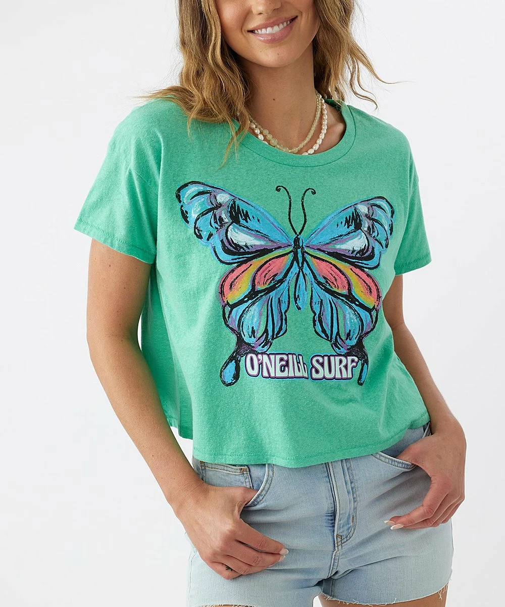 Wholesale โญ O'Neill Kelly Green Butterfly 'Surf' Fly By Logo Crewneck Tee - Juniors ๐ 3 Wholesale โญ O'Neill Kelly Green Butterfly 'Surf' Fly By Logo Crewneck Tee - Juniors ๐