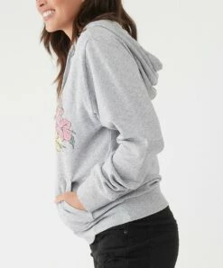 Coupon ⌛ O'Neill Heather Gray Floral Offshore Logo Hoodie - Juniors 🧨 -O'Neill Sales zu109094199 alt 3 tm1664890648