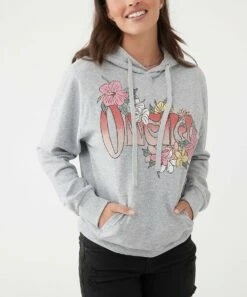 Coupon ⌛ O'Neill Heather Gray Floral Offshore Logo Hoodie - Juniors 🧨 -O'Neill Sales zu109094199 main tm1664890648