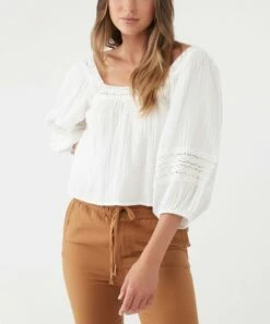 Flash Sale 🔥 O'Neill Winter White Crochet-Trim Doreen Square Neck Top - Juniors 😀 -O'Neill Sales zu109094466 alt 3 tm1671207857