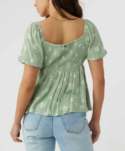 New 😀 O'Neill Aloe Floral Puff-Sleeve Henriette Empire-Waist Top - Juniors 🤩 -O'Neill Sales zu109094512 alt 3 tm1664890027