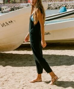 Cheapest 🧨 O'Neill Navy Shoulder-Tie Sid Wide-Leg Jumpsuit - Juniors ✔️