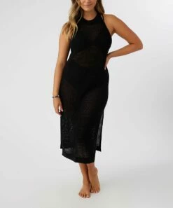 Coupon 😍 O'Neill Black Sheer-Knit Cordell Racerback 👗 Dress - Juniors 🤩