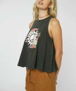 Brand new 🛒 O'Neill Faded Black Peaceful Logo Swing Top - Juniors 🔥 -O'Neill Sales zu109094666 main tm1664890027