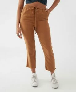 Best Sale ๐ฏ O'Neill Camel Pocket Drawstring Corie Linen-Blend Crop Pants - Juniors ๐