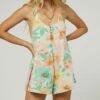 Best Pirce ⭐ O'Neill Yellow Multicolor Floral Delilah Sleeveless Romper - Juniors ✔️ -O'Neill Sales zu110751554 main tm1671207857