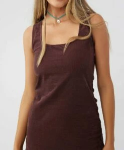 Top 10 👏 O'Neill Brown Babette Corduroy Sleeveless Scoop Neck 👗 Dress - Juniors 👏 -O'Neill Sales zu110751556 alt 3 tm1671207857