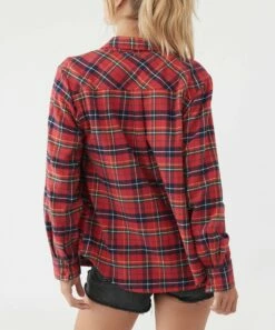 Outlet ⭐ O'Neill Red Plaid Logan Button-Up - Juniors 🥰 -O'Neill Sales zu110751842 alt 1 tm1671207857