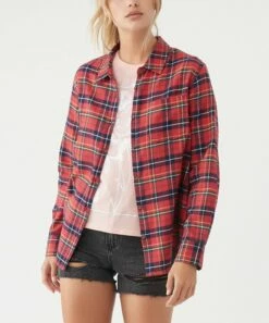 Outlet ⭐ O'Neill Red Plaid Logan Button-Up - Juniors 🥰 -O'Neill Sales zu110751842 alt 4 tm1671207857