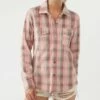 Promo ⌛ O'Neill Peach Plaid Zuma Button-Up - Juniors 🔔 -O'Neill Sales zu110751845 main tm1671207857