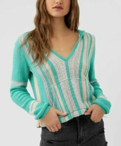 Cheap 🔥 O'Neill Pool Stripe Knit Catamaran V-Neck Hoodie - Juniors 😀