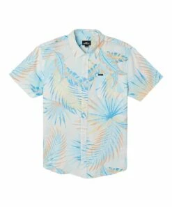 Hot Sale 🧨 O'Neill White & Aqua Tropic Shadow Short-Sleeve Button-Up - Boys 🔔 -O'Neill Sales zu111277743 alt 2 tm1671560778