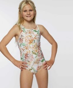 Best Sale 🛒 O'Neill Vanilla Floral Arden Tie-Strap One-Piece - 👧 Girls 😀