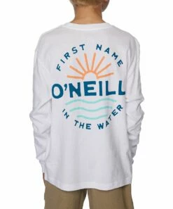 New 🥰 O'Neill White Sun & Sea Logo Long-Sleeve Tee - Boys 🔥 -O'Neill Sales zu111284223 alt 3 tm1671560778