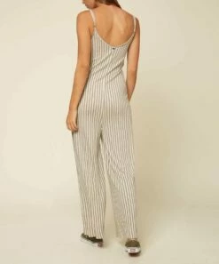 Best Pirce 🔥 O'Neill Oat Stripe Gaviotas Sleeveless Wide-Leg Jumpsuit - Juniors 💯 -O'Neill Sales zu97897768 alt 3 tm1627405908
