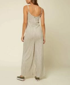 Best Pirce 🔥 O'Neill Oat Stripe Gaviotas Sleeveless Wide-Leg Jumpsuit - Juniors 💯 -O'Neill Sales zu97897768 alt 4 tm1627405908