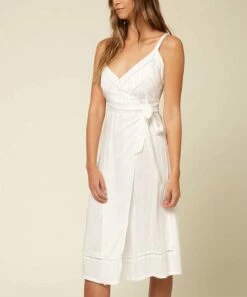 Wholesale 😀 O'Neill White Shanti Sleeveless Wrap Midi 👗 Dress - Juniors 😍